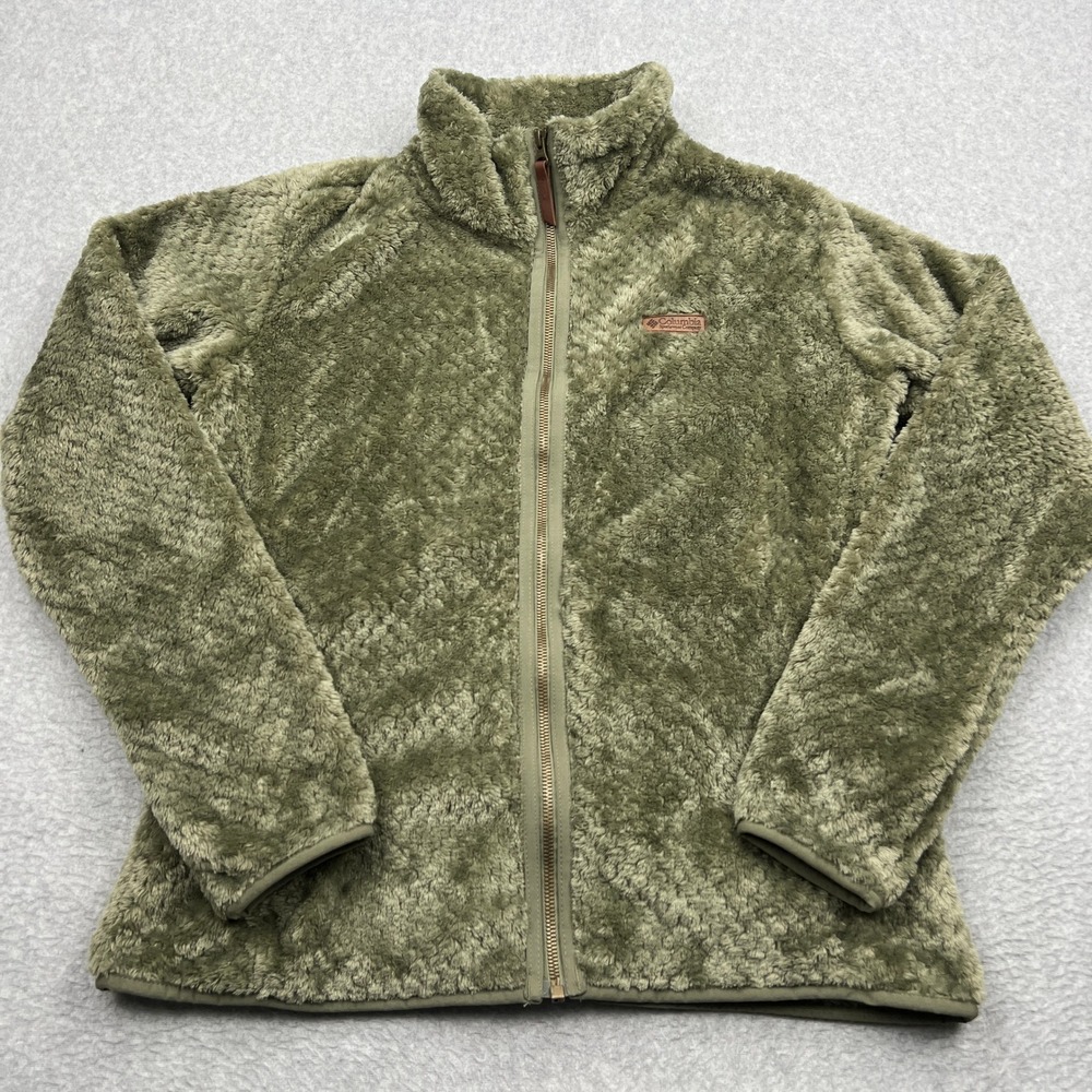 Columbia Jacket Women's Large Green Fire Side II Sherpa Full Zip Fleece Pockets
